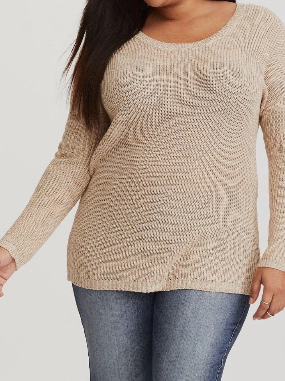 Torrid Ivory Ladder Cutout Knit Sweater Tan Plus Size 3